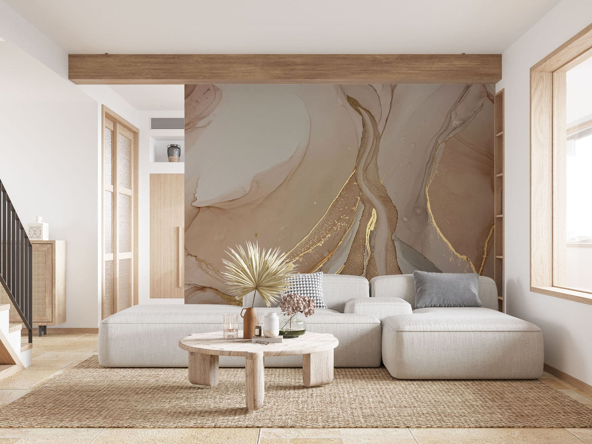 Tapet personalizat marble cu marmura in nuante rose cu accente aurii sahara