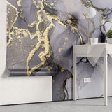 Tapet personalizat marble cu marmura in nuante de cerneala cu accente aurii golden ink