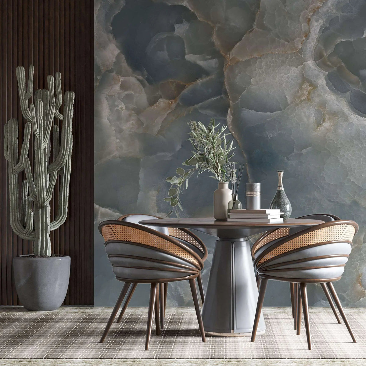 Tapet personalizat marble in nuante de agat natural gri grey agate