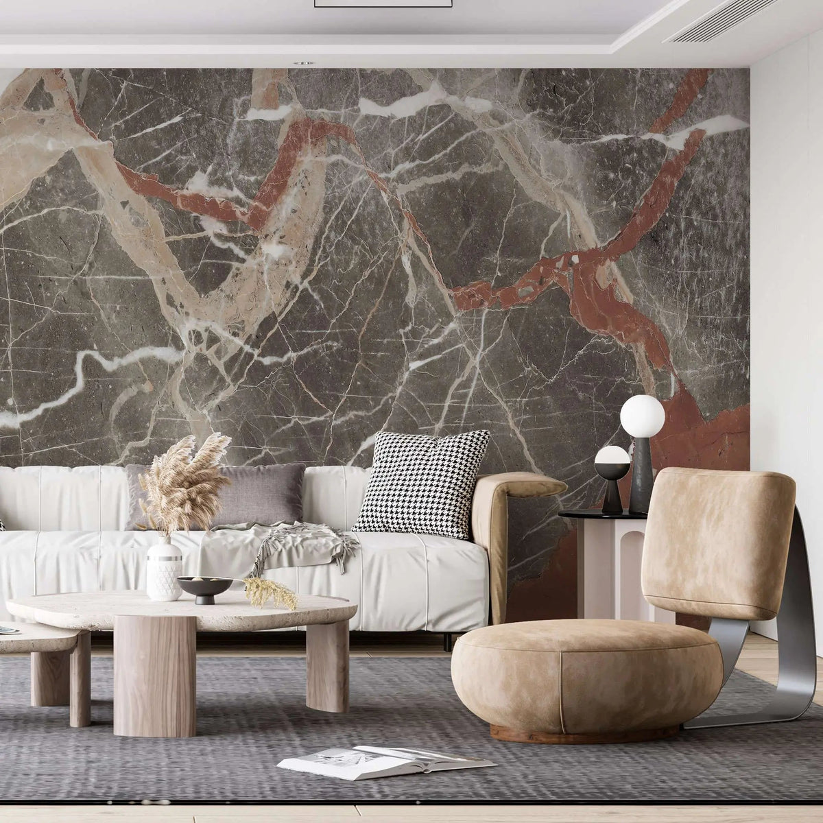 Tapet personalizat marble in nuante pamantii de argila si granit clay granit