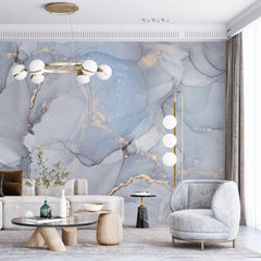 Tapet personalizat marble in nuante de albastru deschis serenity blue