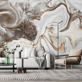 Tapet personalizat marble in nuante de maro si alb in forma de vartejuri latte swirl