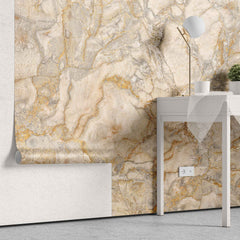 Tapet personalizat marble in nuante bej aurii alaska gold