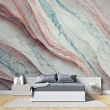 Tapet personalizat marble in nuante deschise de roz si albastru in stilul muntilor din peru light peru