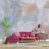 Tapet personalizat marble cu marmura/piatra semipretioasa in nuante de roz aprins si albastru deschis nebula sunrise
