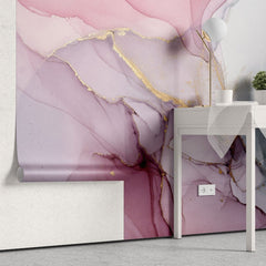 Tapet personalizat marble cu o textura delicata de marmura in tonuri de roz pastel aducand finete si eleganta subtila pink delicacy