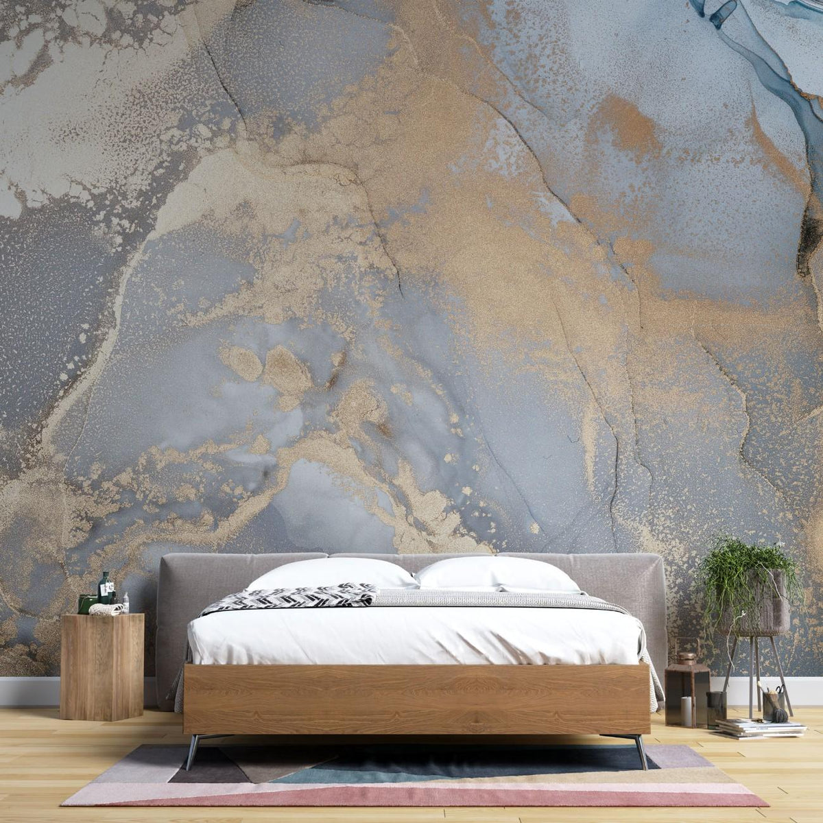 Tapet personalizat marble cu o piatra cu detalii fine in tonuri de alb gri si bej pentru un decor subtil si sofisticat delicacy