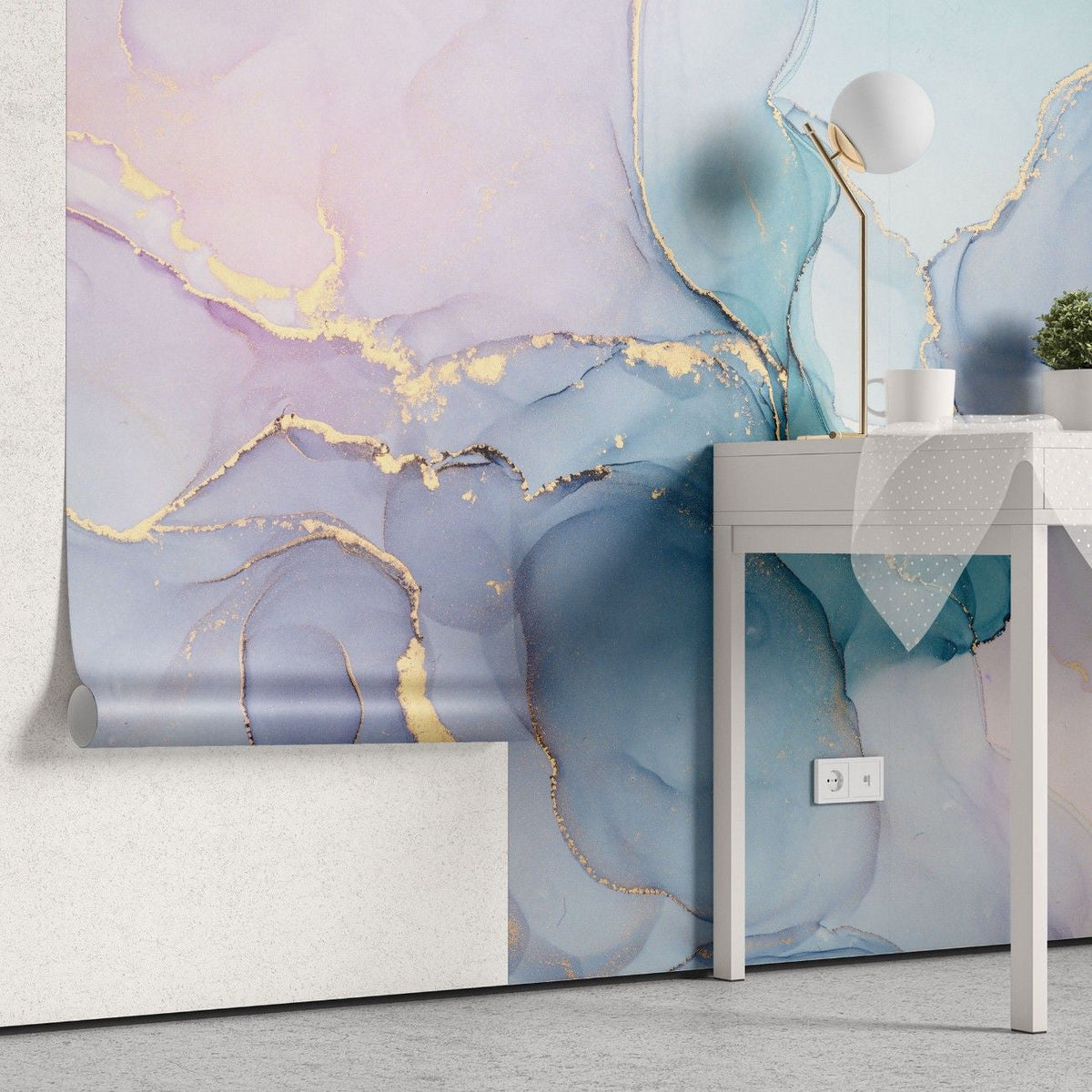 Tapet personalizat marble cu o textura de marmura in nuante vibrante de turcoaz aducand prospetime si energie spatiului vivid turquoise