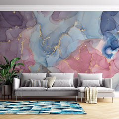 Tapet personalizat marble cu o marmura in nuante pale de albastru si gri deschis ce inspira liniste si o atmosfera calma serenity