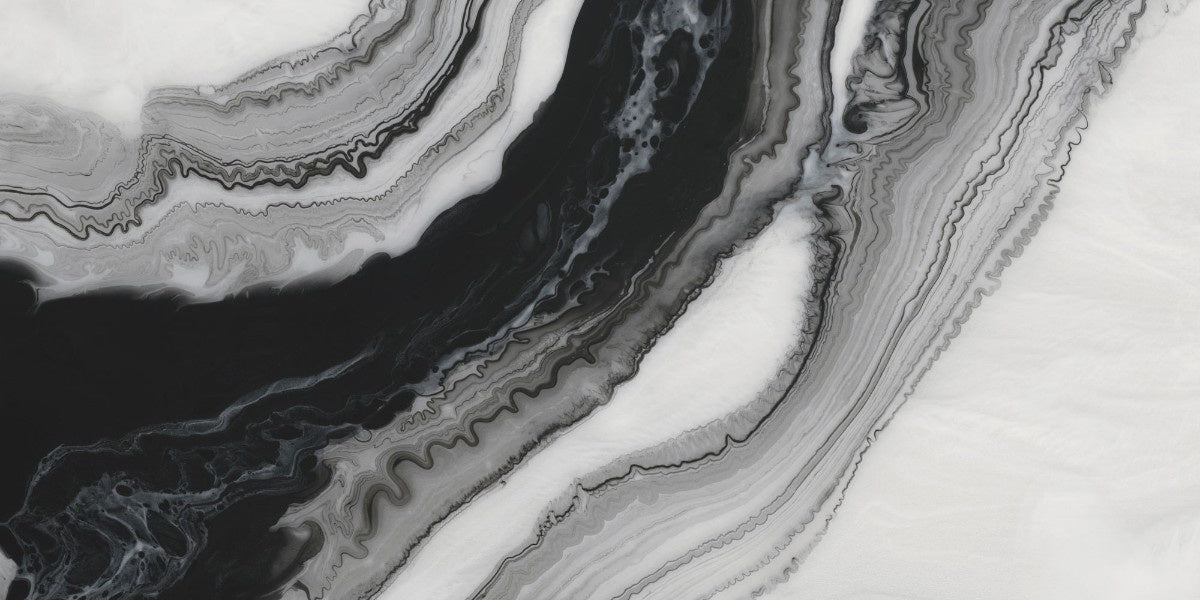 Tapet personalizat marble cu o marmura cu un contrast puternic de alb si negru cu modele indraznete panda