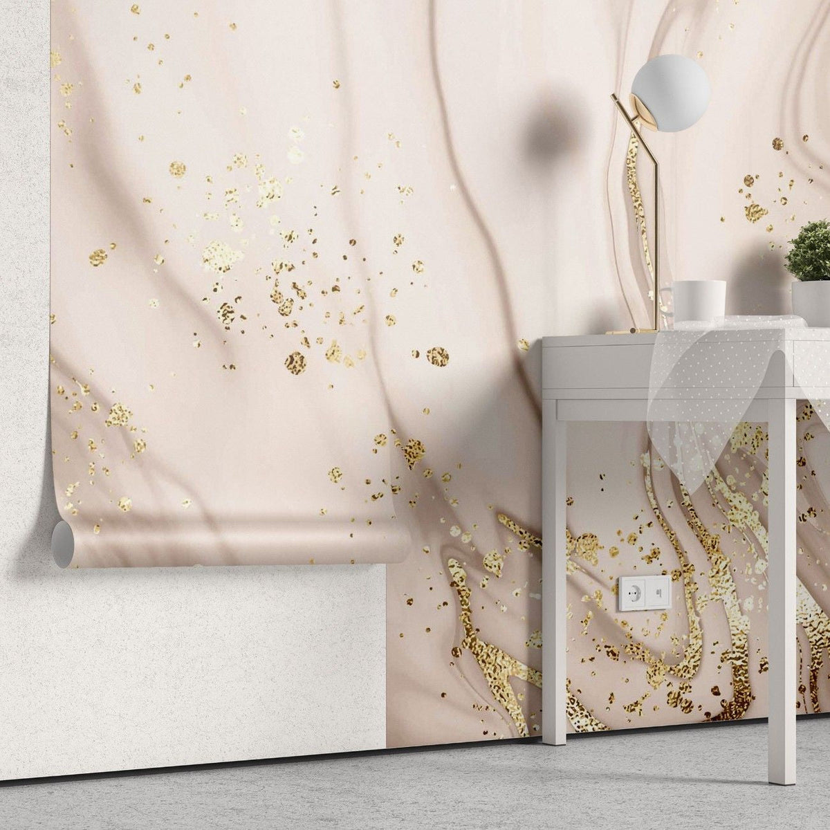 Tapet personalizat marble cu o piatra roz cu particule stralucitoare ce ofera un efect sclipitor si elegant sparkle pink