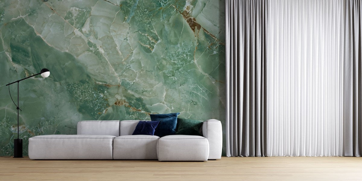 Tapet personalizat marble cu o piatra semipretioasa de agat verde cu insertii sclipitoare pentru un strop de eleganta green agate