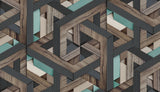 Tapet personalizat wood cu model geometric in 3d si textura de lemn 3d wood