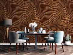 Tapet Personalizat Wood cu model abstract 3D cu textura de lemn - WAVY WOOD