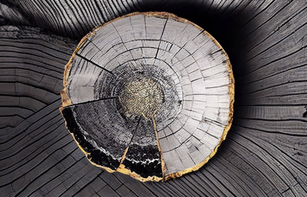 Tapet Personalizat Wood cu sectiune rotunda de lemn intr-o textura abstracta tip plaster - PLASTER WOOD