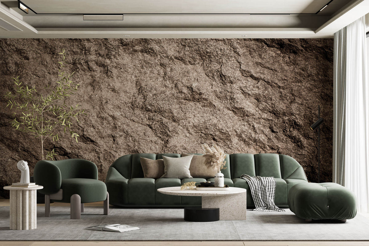 Tapet Personalizat Stone cu piatra naturala de stanca in nuante maronii - NATURAL ROCK WALL