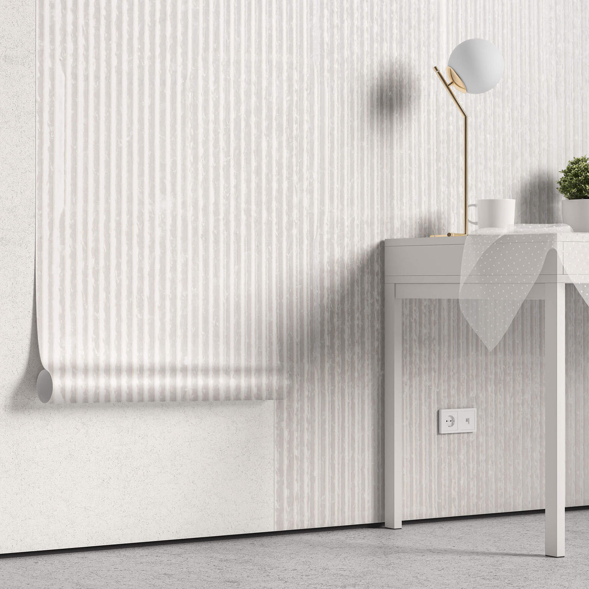 Tapet Personalizat Stone cu textura de plaster alb dispus vertical - VERTICAL WHITE PLASTER