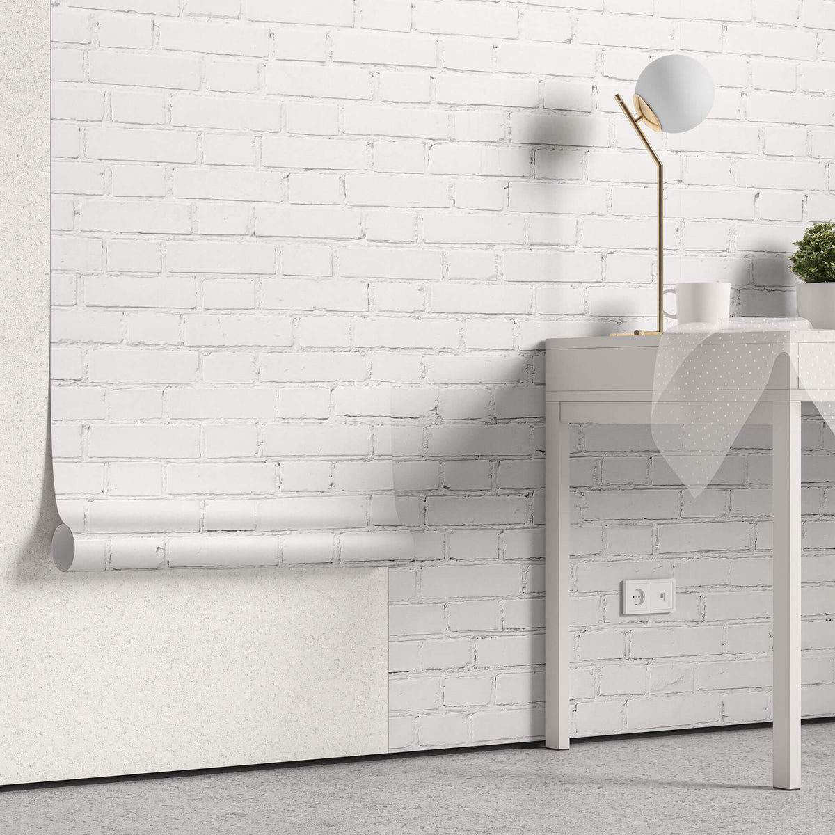 Tapet Personalizat Stone cu perete de caramida alba 2 - HIGHLIGHT WHITE BRICK I