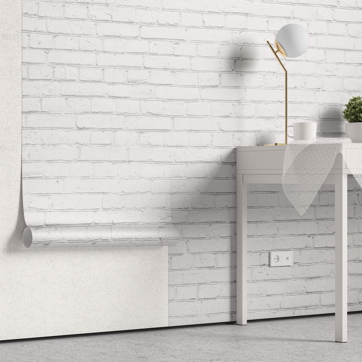 Tapet Personalizat Stone cu perete alb de caramida alba - HIGHLIGHT WHITE BRICK II