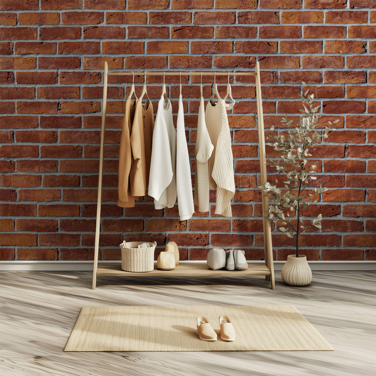 Tapet Personalizat Stone cu perete de caramida rosie - CEMENT RED BRICK