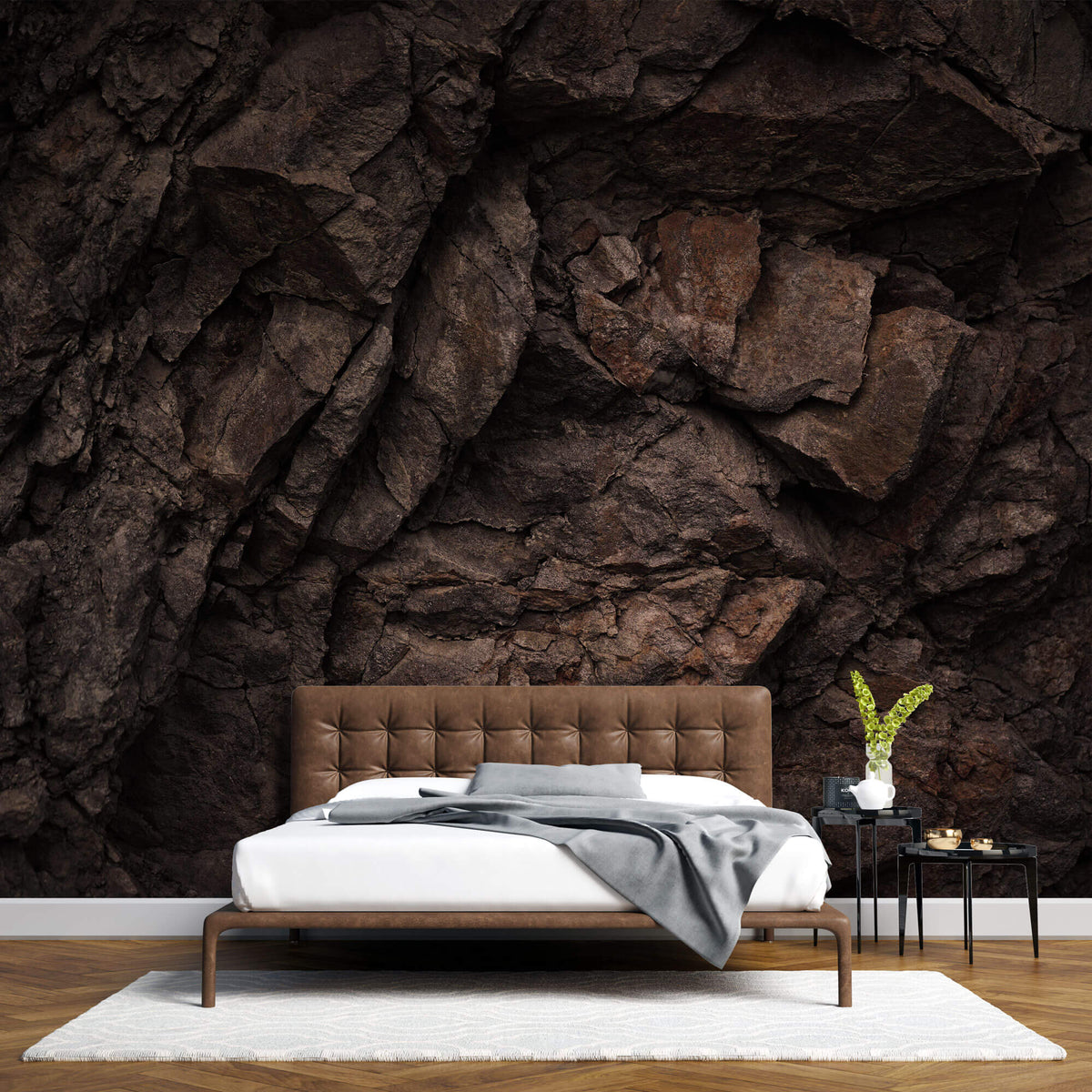 Tapet Personalizat Stone cu piatra de stanca in nuante de maro - EARTHY BROWN STONE