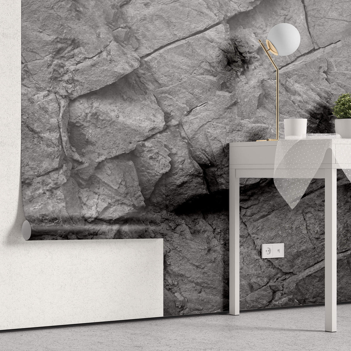 Tapet Personalizat Stone cu perete de stanca gri - LIGHT GREY STONE