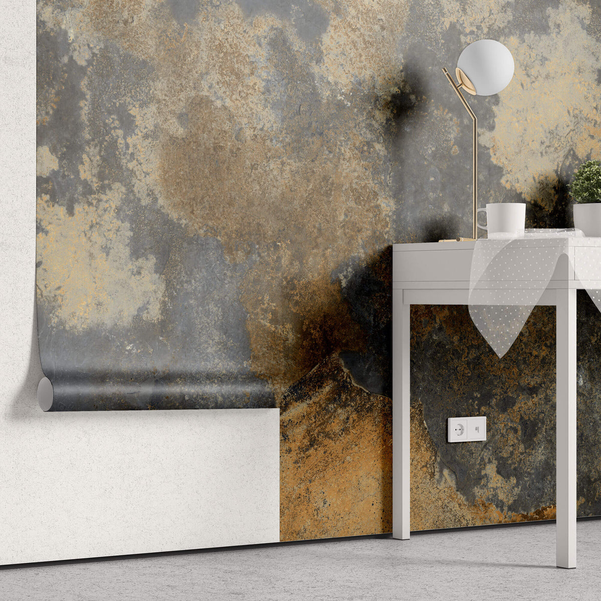 Tapet Personalizat Stone cu textura de granit in nuante de gri si maro - PATCHY GRANITE