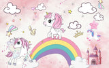 Tapet Personalizat Taramul Printeselor pentru copii cu ponei unicorni si curcubeu in nuante de roz - MY LITTLE UNICORN