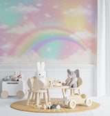 Tapet Personalizat Taramul Printeselor pentru copii cu cer multicolor si curcubeu - FAIRY RAINBOW