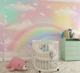 Tapet Personalizat Taramul Printeselor pentru copii cu cer multicolor si curcubeu - FAIRY RAINBOW