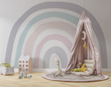 Tapet Personalizat Taramul Printeselor pentru copii cu curcubeu minimalist in nuante pastel - PASTEL RAINBOW