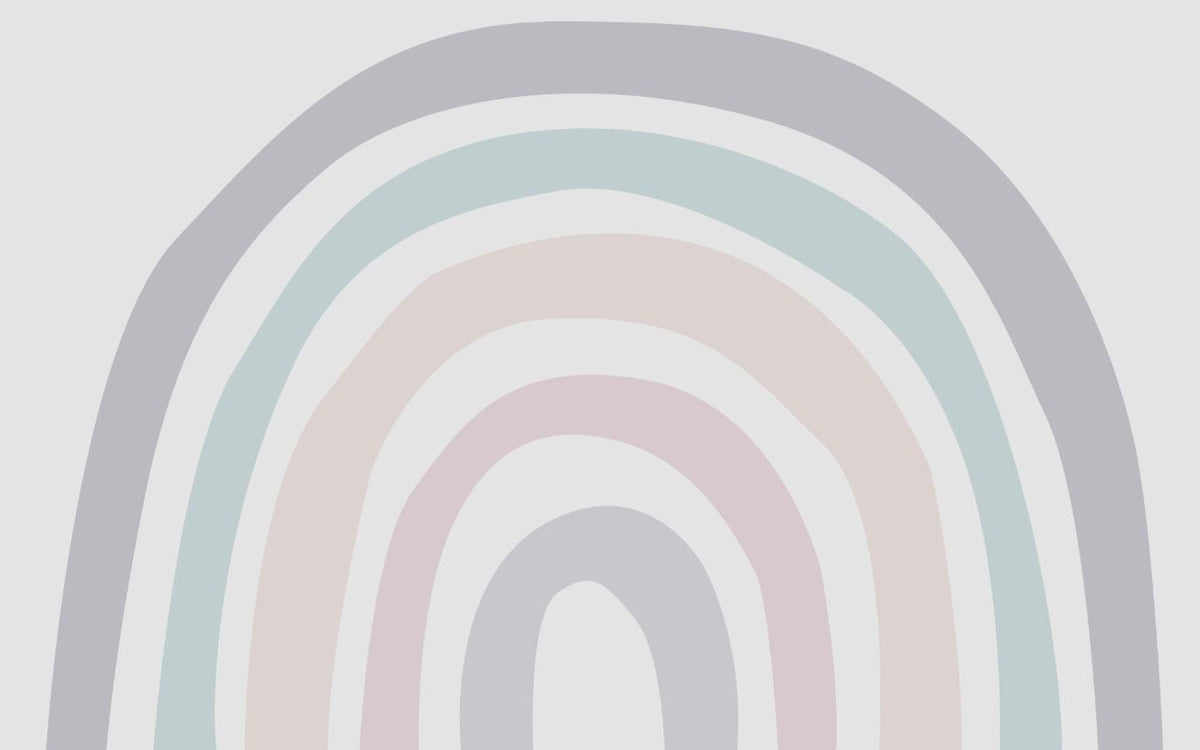Tapet Personalizat Taramul Printeselor pentru copii cu curcubeu minimalist in nuante pastel - PASTEL RAINBOW