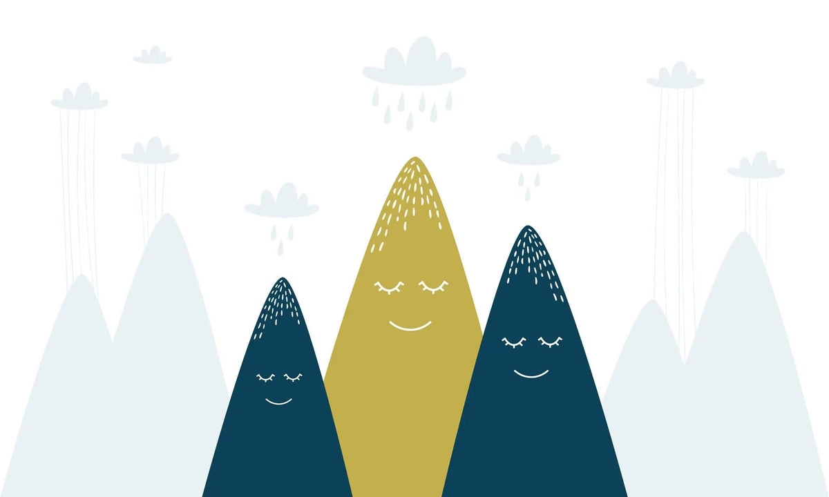 Tapet personalizat natura pentru copii cu munti strabatuti de ploaie rainy mountains