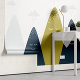 Tapet personalizat natura pentru copii cu munti strabatuti de ploaie rainy mountains