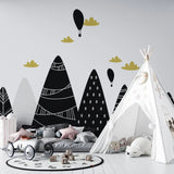 Tapet personalizat natura pentru copii cu munti alb negru decorati textured mountains