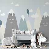 Tapet personalizat natura pentru copii cu creste de munte acoperite de zapada winter mountains
