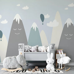 Tapet personalizat natura pentru copii cu creste de munte acoperite de zapada winter mountains