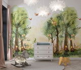 Tapet Personalizat Natura pentru copii cu copaci, licurici si fluturi - FAIRY BUTTERFLY FOREST