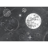 Tapet personalizat universul spatial pentru copii cu planete stele si constelatii in spatiu in alb negru monochrome planets