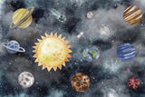 Tapet Personalizat Universul Spatial pentru Copii cu planete si spatiu in stil watercolor - SPACE PLANETS