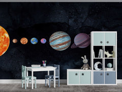 Tapet Personalizat Universul Spatial pentru Copii cu planete in spatiu  - PLANETS ALIGNED