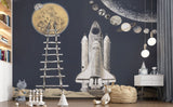 Tapet Personalizat Universul Spatial pentru Copii cu aterizarea pe luna si sistemul solar - MOON LANDING