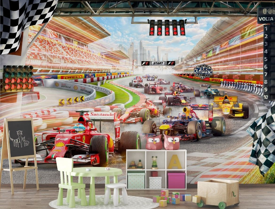 Tapet Personalizat Masini cu masini de formula 1 - FORMULA 1 RACE