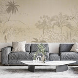 Tapet personalizat natura pentru copii cu flori de papadii mov pe fundal alb purple dandelions