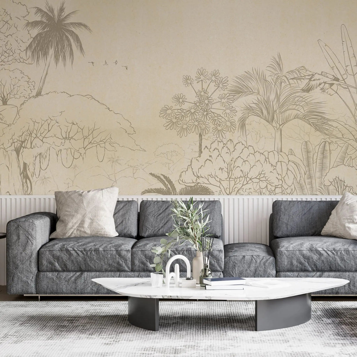 Tapet personalizat natura pentru copii cu flori de papadii mov pe fundal alb purple dandelions