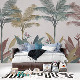 Tapet Personalizat Jungla Amazoniana cu palmieri tropicali in nuante pastel - PASTEL JUNGLE