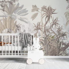 Tapet Personalizat Jungla Amazoniana cu jungla in nuante de verde pal - SOFT BEIGE JUNGLE