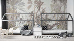 Tapet Personalizat Jungla Amazoniana cu jungla in nuante de verde pal - SOFT BEIGE JUNGLE