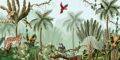 Tapet Personalizat Jungla Amazoniana cu vegetatie de jungla si animale exotice - ANIMALS IN HARMONY