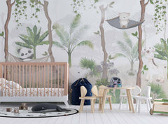 Tapet Personalizat Jungla Amazoniana cu padure exotica cu hamace si animale - AMAZONIAN HAMMOCK